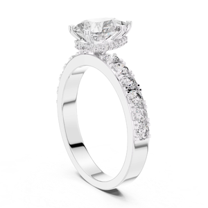 Anillo de Plata de Ley de Lujo con Corte Ovalado, Piedras Brillantes de Circonia Cúbica, Solitario con Incrustaciones, Chapado en Rodio, Elegante para Compromiso, Boda o Novia - Product Image 1