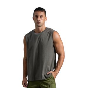 Camiseta sin mangas de entrenamiento de gimnasio de secado rápido sin mangas ecológica de tela de franela de algodón 100% para hombre para Fitness y culturismo - Product Image 4