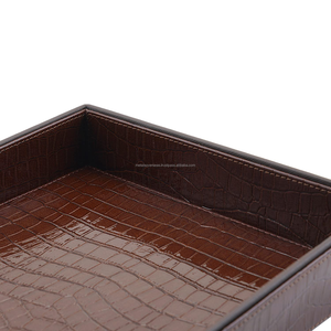 Premium PU Leather Office Document Tray A4 Size <b>Paper</b> <b>Organizer</b> Faux Leather <b>Desk</b> File Holder Elegant Desktop Storage Tray - Product Image 5