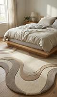Tapis moderne abstrait à poils moyens, antidérapant, tufté à la main, en laine douce, avec support en toile de coton, épaisseur 10-14 mm pour