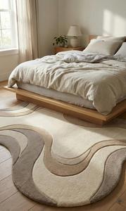 Modern Abstract Regular Shaped Anti-Slip Medium Pile Hand Tufted Soft Wool Area Rug Cotton Canvas Backing 10-14mm Thickness for - Product Image 3
