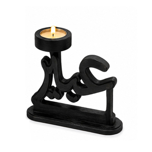 เชิงเทียนทองเหลืองพร้อมลายอักษรอารบิกสำหรับตกแต่งบ้าน - Product Image 2