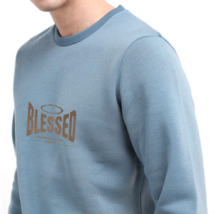 Men's Royal Blue Long Sleeve Crew Neck Pullover Sweatshirt 100% Polyester Fleece Winter Breathable Plus Size Regular Fit Solid - Product Image 4