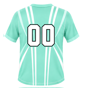 Maillot de rugby blanc menthe aqua à manches courtes, col en V, uniforme d'équipe, respirant, léger, personnalisable, vêtements de sport d'entraînement - Product Image 2