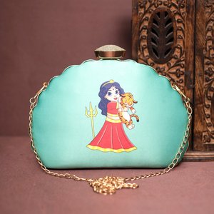 Sac à main élégant bleu Durga pour femme, idéal pour les occasions formelles et festives - Product Image 1