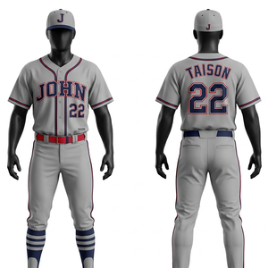 Uniforme de baseball personnalisé à rayures noires, maille polyester 180 GSM, logo en twill sublimé, ensemble d'équipe - Product Image 6