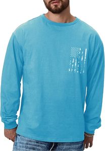 Camisetas Gráficas para Hombre, Bandera de EE. UU., Algodón, Manga Larga, Patrióticas Americanas, Cuello Redondo, Camisetas Regulares - Product Image 4
