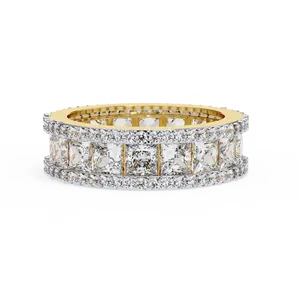 แหวนเพชรทรงกลมหลายแถวแบบวงแหวนกว้าง ดีไซน์สถาปัตยกรรม ทองคำแท้ 18K สำหรับทั้งชายและหญิง ของขวัญวันครบรอบแต่งงาน - Product Image 1