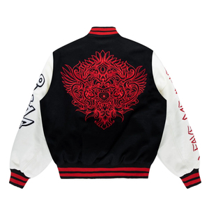 Chaqueta Varsity Personalizada Extra Grande con Diseño de Demonio Bordado para Hombre, Chaqueta Bomber Letterman de Lana y Cuero PU de Alta Calidad, Estilo Urbano - Product Image 2