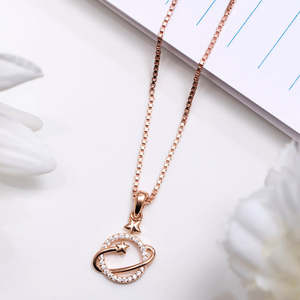 Super vente flash de septembre, pendentif en argent sterling 925 plaqué or rose avec zircon cubique, élégance étoilée, pour femmes, Saint-Valentin, Noël - Product Image 4