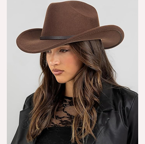 Chapeau Fedora Marron 100% Laine avec Ruban Noir Unisexe Décontracté à Large Bord Broderie Main Réglable Quatre Saisons Fête Mode - Product Image 6