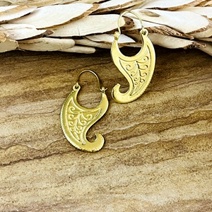 Nuevos Pendientes de Aro con Diseño Tribal Paisley, Joyería Boho de Latón para Mujer, Chapados en Oro de 18k, con Espirales Florales Colgantes [Venta al por Mayor/OEM/ODM] - Product Image 5