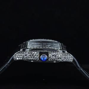 Reloj de Lujo con Incrustaciones de Diamantes de Imitación, Estilo Hip Hop, de Cuarzo, Acero Inoxidable, Moissanita, Resistente al Agua 100 Bar, Movimiento ETA, Resistente a Arañazos, Exportador Indio - Product Image 3