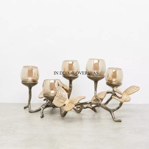Centre de table de luxe en métal de qualité supérieure, style vintage rustique, inspiré de l'art, pour la maison et l'hôtel, porte-bougie décoratif. - Product Image 3