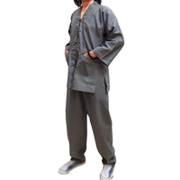Hızlı Kuruyan Nefes Alabilen %100 Pamuk V Yaka Ön Cepli Gömlek Pantolon Takımları Unisex Kungfu Üniforması Özel Yapım