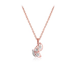 Pendentif en or rose 18 carats avec diamants ronds taille brillant, bijou tendance pour femme, à porter au quotidien - Product Image 1