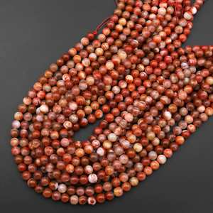 Chaîne de perles rondes en agate rouge marocaine naturelle rare pour la fabrication de bijoux, collier et bracelet DIY, vente en gros - Product Image 3
