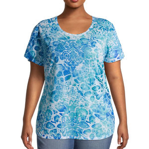 Camiseta Deportiva de Algodón Grueso para Mujer, Talla Grande, con Logotipo Personalizado, Gráfico Sublimado, Ecológica, de Secado Rápido, Holgada, de Fábrica - Product Image 1