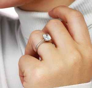 Elongated Cushion Cut D Color VVS Moissanite Prong Set <b>Solitaire</b> Engagement <b>Ring</b> Womens 925 <b>Silver</b> Fine Promise Gift Wedding - Product Image 4