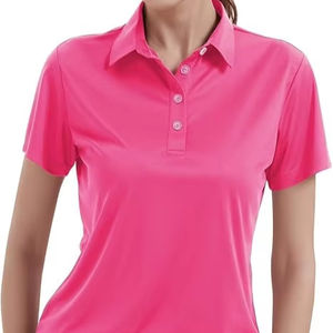 Camisetas Polo de Algodón Lisas Casuales de Verano para Mujer con Cuello Alto y Mangas Largas - Product Image 1