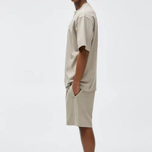 Ensemble de vêtements de sport pour homme, été, décontracté, respirant, fin, séchage rapide, 100% coton, haut à manches courtes et short de sport - Product Image 2