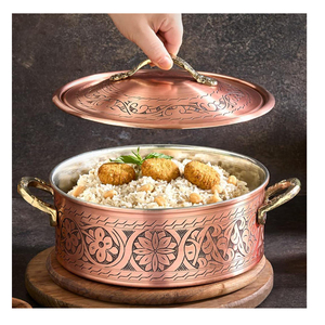 Olla de Cobre Puro Hecha a Mano con Diseño Grabado, Decoración para Mesa de Hogar, Restaurantes, Hoteles, Bodas y Eventos - Product Image 1