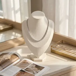 Collier pour femme plaqué or blanc, taille brillant, couleur D, synthétique, certifié IGI, classique, pour mariage, fiançailles, soirée - Product Image 1