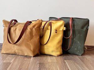 Bolso Tote de Lona y Cuero Estilo Vintage, Bolso de Hombro de Lona, para Viajes, Trabajo, Compras, Gran Capacidad, Bordado Abierto, LCTB-0074 - Product Image 3