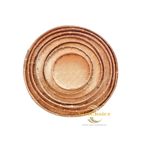 Cesta de Almacenamiento Circular de Bambú Hecha a Mano VIETCHOICE, Ecológica, Vintage, Multifuncional para Frutas, Pan y Flores, Precio Bajo, Alta Calidad - Product Image 3