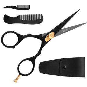 Ciseaux à barbe et moustache en acier inoxydable de qualité supérieure, vente en gros, un outil avec 2 peignes et étui, pour usage en salon - Product Image 1
