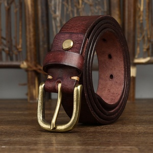 Ceinture en cuir véritable pour homme, logo personnalisé d'usine, 4 mm d'épaisseur, cuir de vachette pleine fleur vintage de luxe, boucle en acier massif, respirante et imperméable - Product Image 2