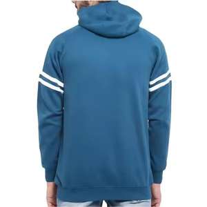 Sweat à capuche personnalisé pour homme, style streetwear, 100% coton, poids lourd, couleur bleu uni, pour adultes, hiver. - Product Image 3
