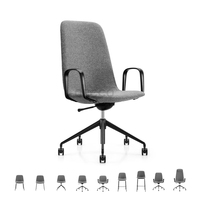 Chaise de bureau pivotante en tissu et cuir, design moderne, hautement réglable, conforme aux normes BIFMA EN1335 et BSCI, pour espace de coworking, réunion, conférence