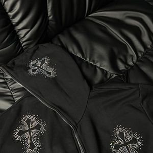 <b>Black</b> Winter 100% Cotton Casual Oversized <b>Zip</b>-<b>Up</b> <b>Hoodie</b> with Letter Pattern 500gsm Unisex Custom Embroidery - Product Image 6