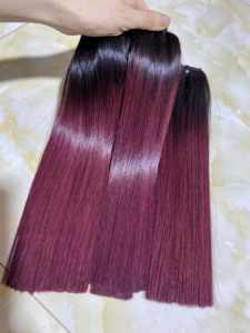 Venta al por mayor de cabello humano liso de hueso BundlesSuper doble dibujado cabello virgen color púrpura Super doble dibujado cabello crudo - Product Image 6