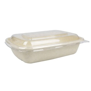 Eco-Friendly Compostable Meal Box with Lid for Community Events & Festivals 1000Ml Disposable Bagasse Takeout Snacks <b>Container</b> - Product Image 2
