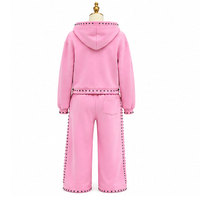 Ensemble de survêtement rose Y2K avec logo en strass, sweat-shirt à capuche zippé et pantalon long pour femme, tenue d'automne