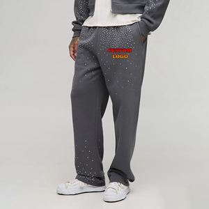 Pantalon de survêtement streetwear surdimensionné pour homme, 100 % coton, délavé au soleil, coupe décontractée, jambe large et droite, style décontracté - Product Image 1