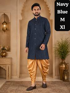 Conjunto de Kurta Tradicional Indio-Occidental de Verano para Hombre, Dhoti de Seda, Tela Importada Premium Antiarrugas para Bodas y Fiestas, Talla XL - Product Image 2