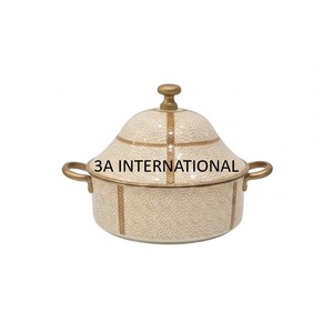 Plat de service isotherme à double paroi en émail imprimé motif floral, forme ronde, pour plats chauds, fournisseur d'Inde - Product Image 3