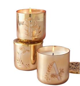 Frascos de Vidrio Dorados Brillantes para Velas, Frascos de Velas Únicos para el Hogar, Frascos de Vidrio Dorados Brillantes para Velas, Frascos de Velas Únicos - Product Image 1