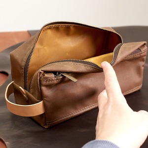 Leather Canvas Toiletry Bag Waterproof Travel Organizer Cosmetic Storage Dopp Kit Large Travel <b>Case</b> LCTB-0075 - Product Image 1