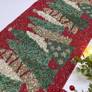 Handmade Red Green Glass Bead <b>Mosaic</b> Design Rectangle Tablemat - Product Image 6