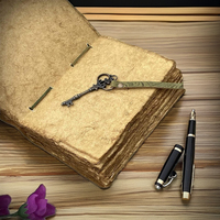 Cuaderno de Cuero Estilo Vintage New Era, con Grabado Floral, Papel Reciclado Verde, Encuadernado Cosido, Personalizable, Regalo, Diseño Antiguo