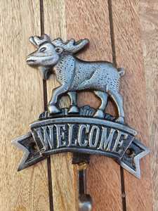 Rustic Cast Iron Welcome <b>Wall</b> <b>Hook</b> Vintage Decorative Animal Coat Hanger Antique Metal <b>Key</b> Holder for Entryway Cabin Lodge Decor - Product Image 6