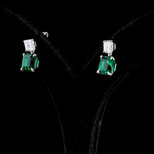 Moissanite Asscher Cut Vintage <b>Charm</b> Drop Earrings 10K 14K 18K Gold 925 935 Silver Engagement Wedding Gift - Product Image 2