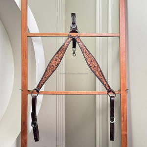 Le plus récent collier de poitrine occidental en cuir usiné à la main avec un motif floral réglable Horse Tack pour Trail Rodeo Roping & Ranch Riding - Product Image 4