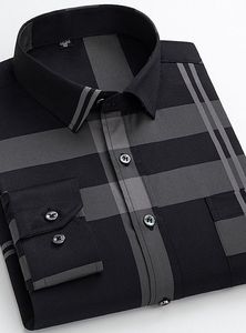 Men Striped Formal Shirt Long Sleeve Slim Fit Button <b>Down</b> Office Wear Casual Business Style Comfortable Cotton Shirt Top - Product Image 2