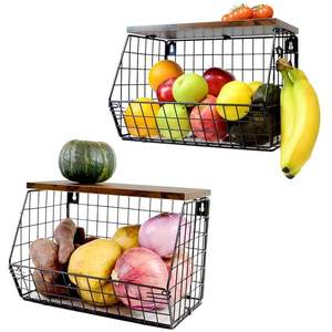 Estante de Almacenamiento para Frutas y Verduras con Tapa, Bandeja para Frutos Secos y Cesta para Guardar Bocadillos, Estante para Sala de Estar - Product Image 1