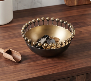 Cuenco Metálico Contemporáneo con Borde Dorado, Centro de Mesa Decorativo para Hogar, Oficina, Sala de Estar y Mesa de Comedor - Product Image 5